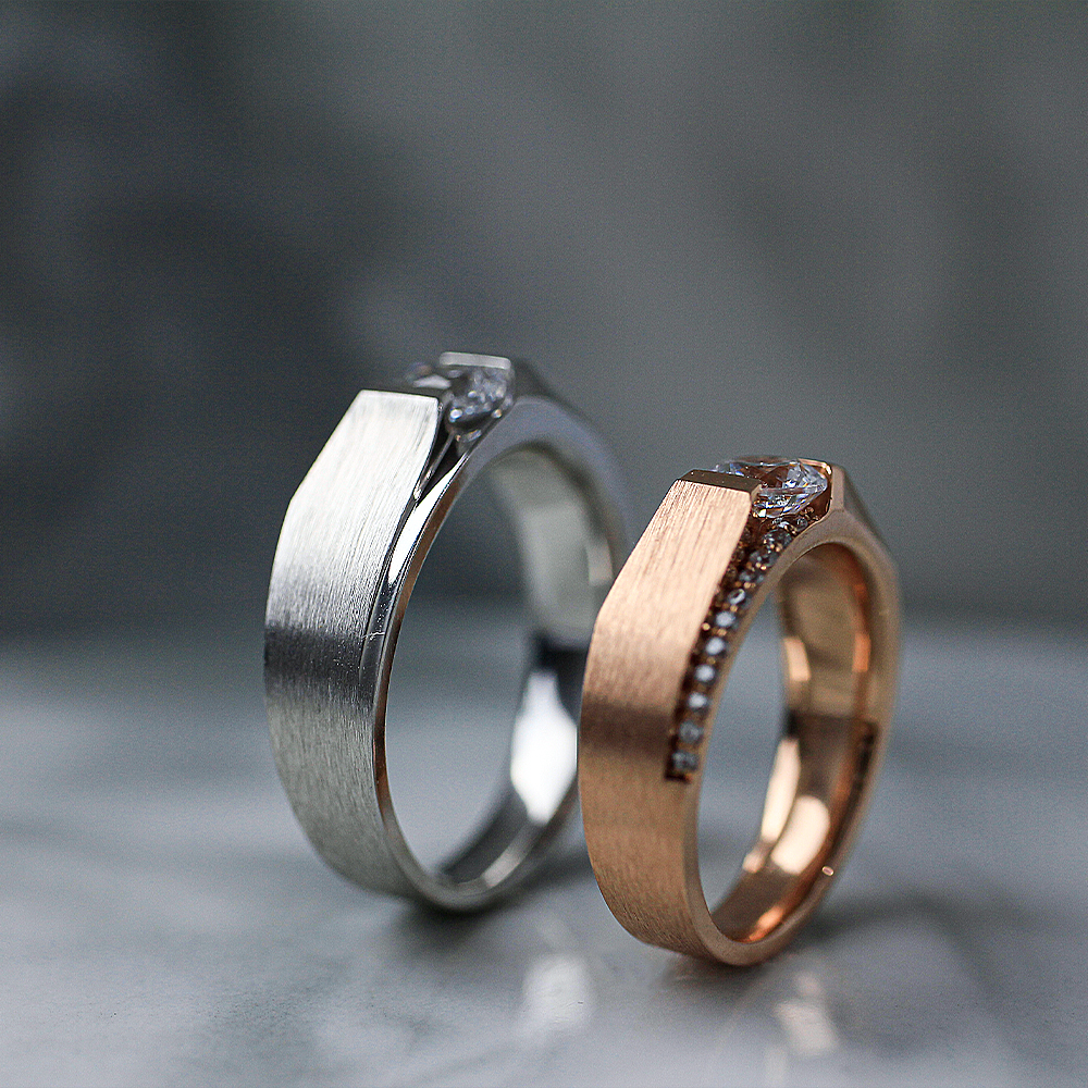 5부 천연 다이아 커플링 GIA 무광 텍스쳐 반지 예물 결혼 웨딩 선물