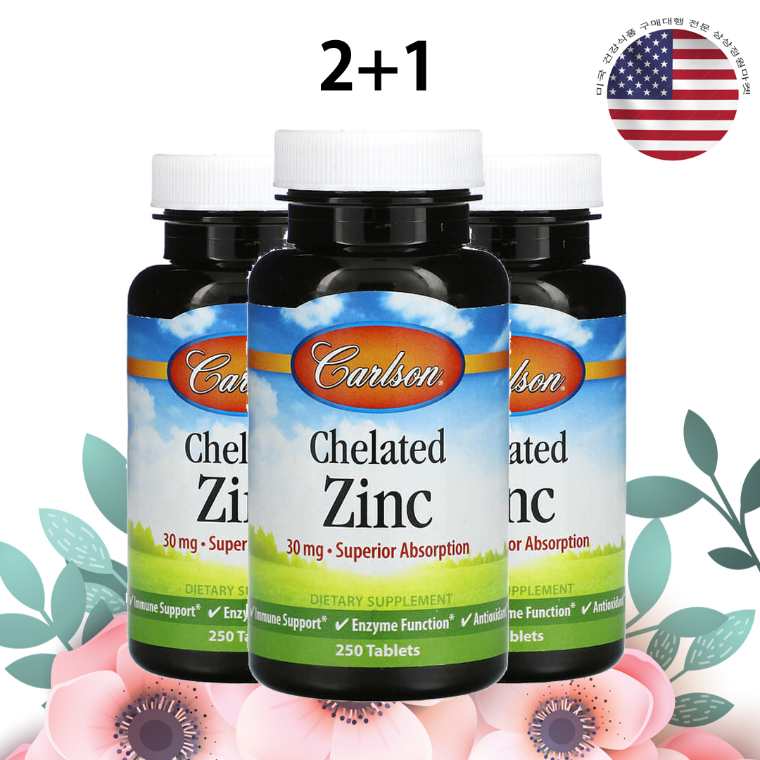 칼슨 킬레이트 아연 30mg 킬레이티드 250정, 3개 - 상품 이미지