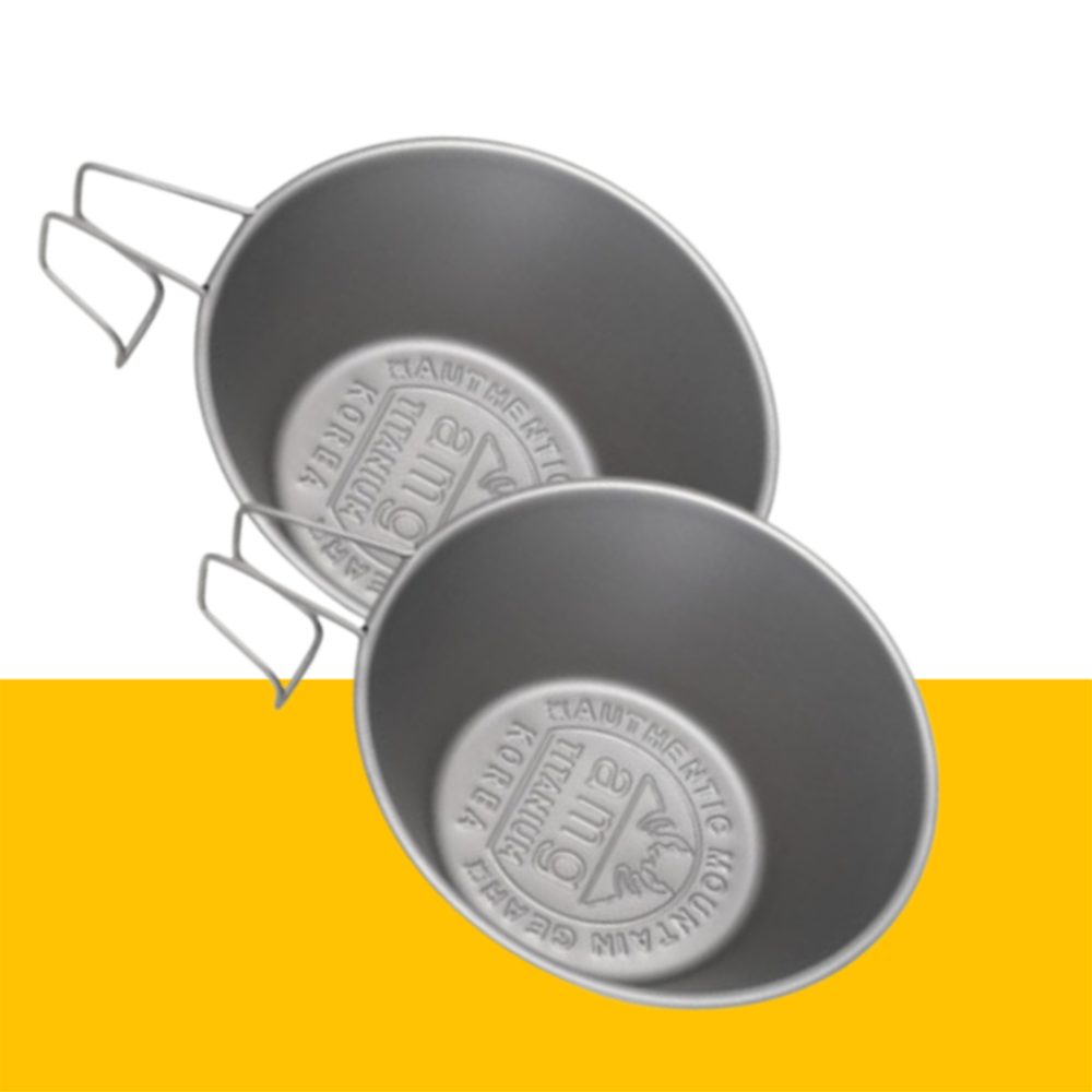 AMG 티타늄 시에라 컵 고정 370ml 1+1 파우치 포함 티탄 캠핑 컵