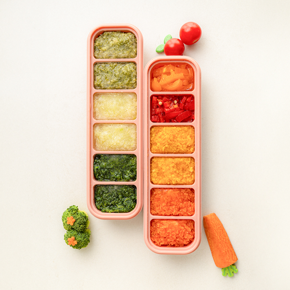 모모빈 블라썸 쏙쏙 실리콘 아기 이유식 큐브 6구 이중밀폐 보관용기 - 상세 이미지 2