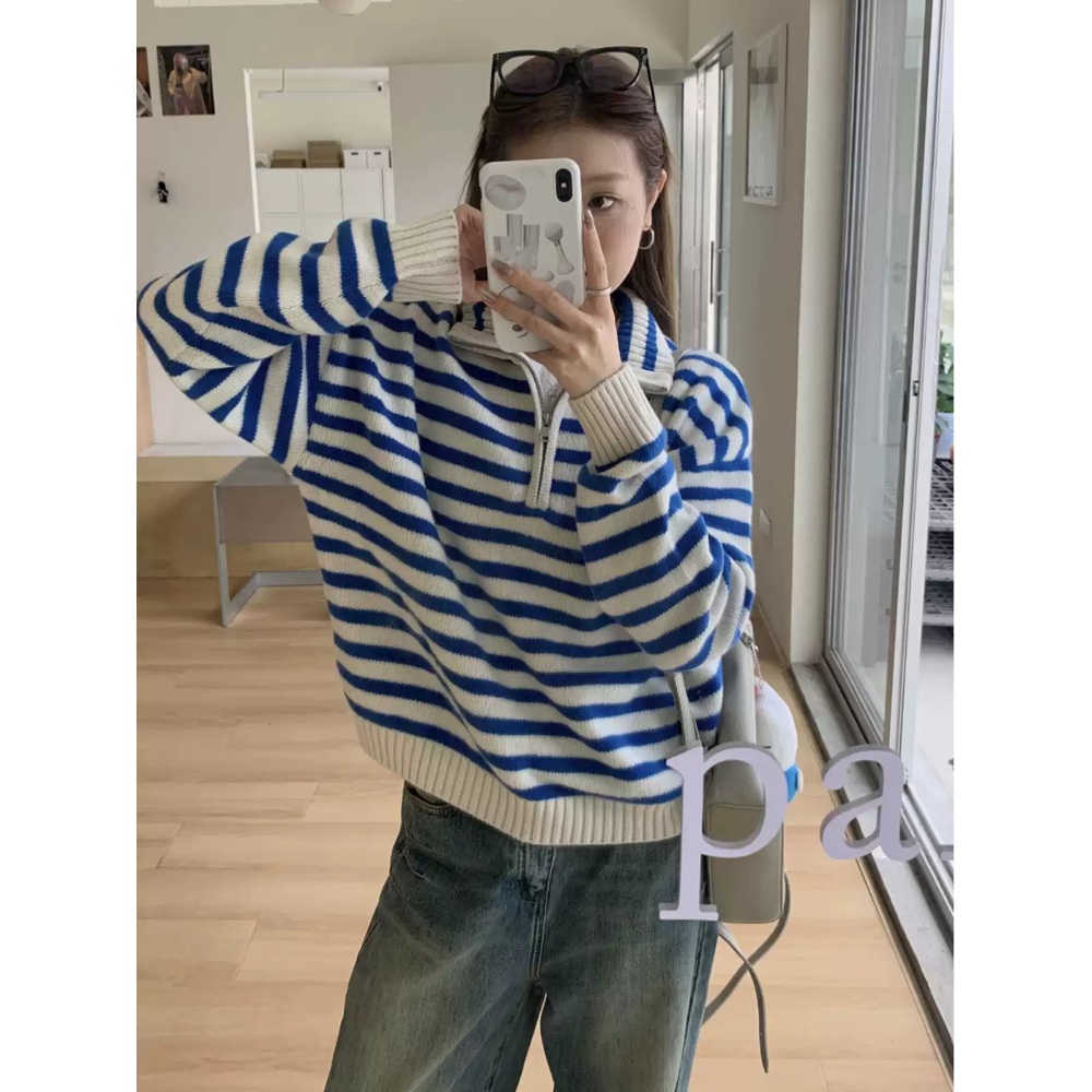 스캔들 78화 김유이 니트 스웨터 박지연 스트라이프 집업 의상 옷 패션 - 상세 이미지 5