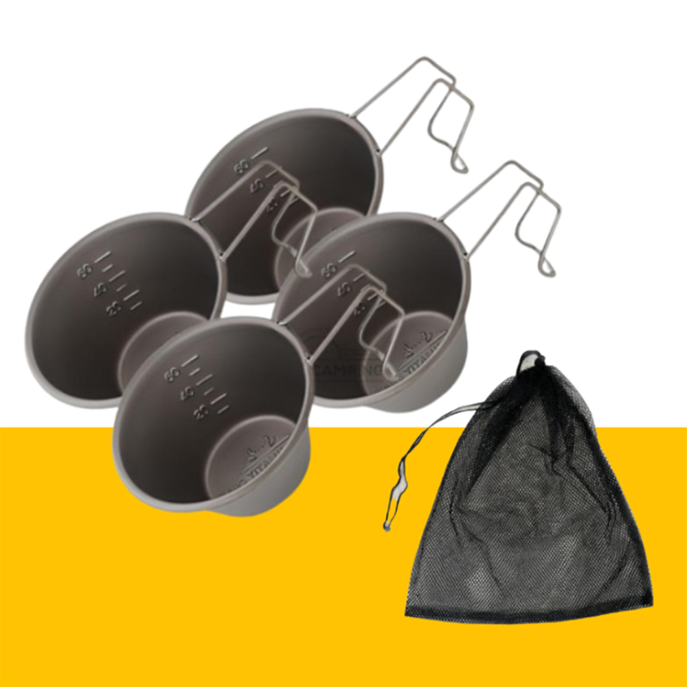 AMG 시에라 컵 2+2 80ml 티타늄 메쉬파우치 포함 캠핑컵