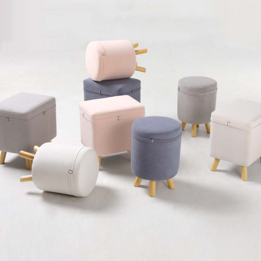 원목 패브릭 원형 화장대의자 인테리어 디자인 둥근 콘솔의자 침실의자