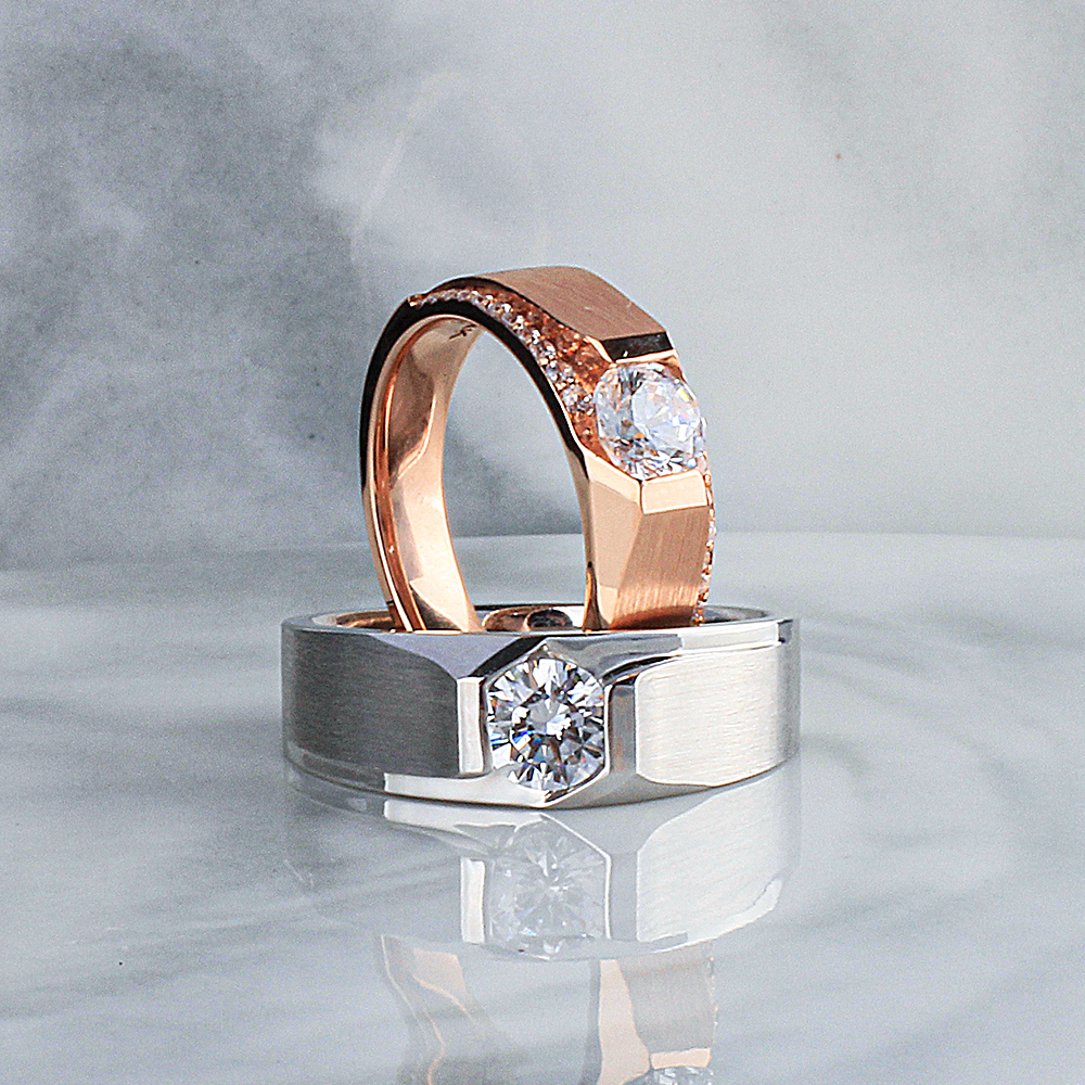 5부 천연 다이아 커플링 GIA 무광 텍스쳐 반지 예물 결혼 웨딩 선물