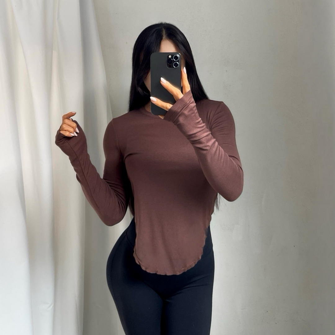 여자 긴팔 라운드넥 커버업 스판 루즈핏 슬림 몸매보정 티셔츠 4color - 상세 이미지 4