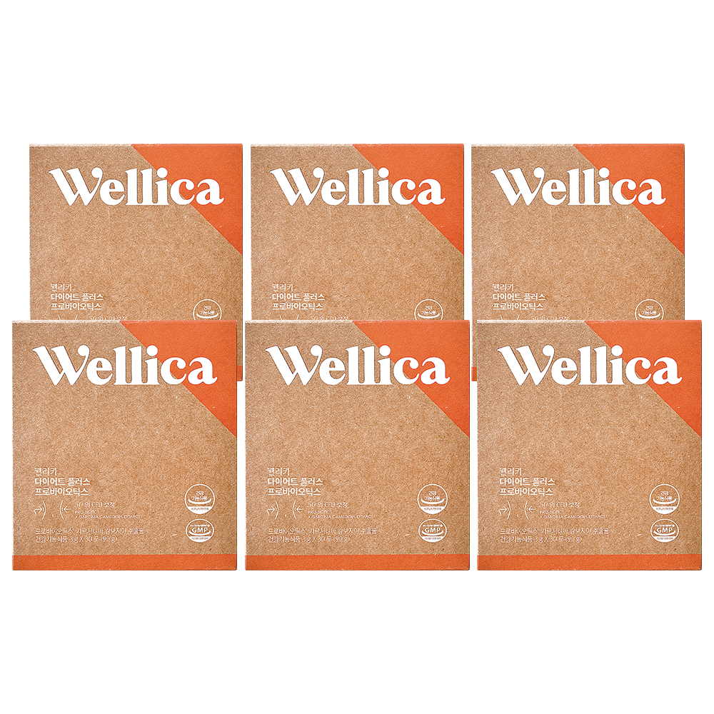 웰리카 다이어트 플러스 프로바이오틱스 유산균 체지방 감소 가르시니아 30포, 6개