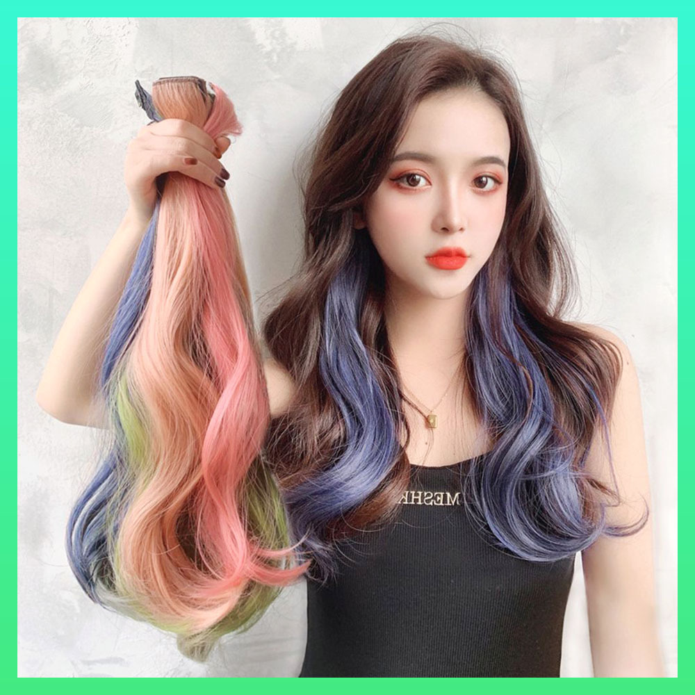 컬러 헤어피스 웨이브 포인트 붙임머리 가발 헤어 스타일 액세서리 연장 변신 디자인 제품 : 디아제이디
