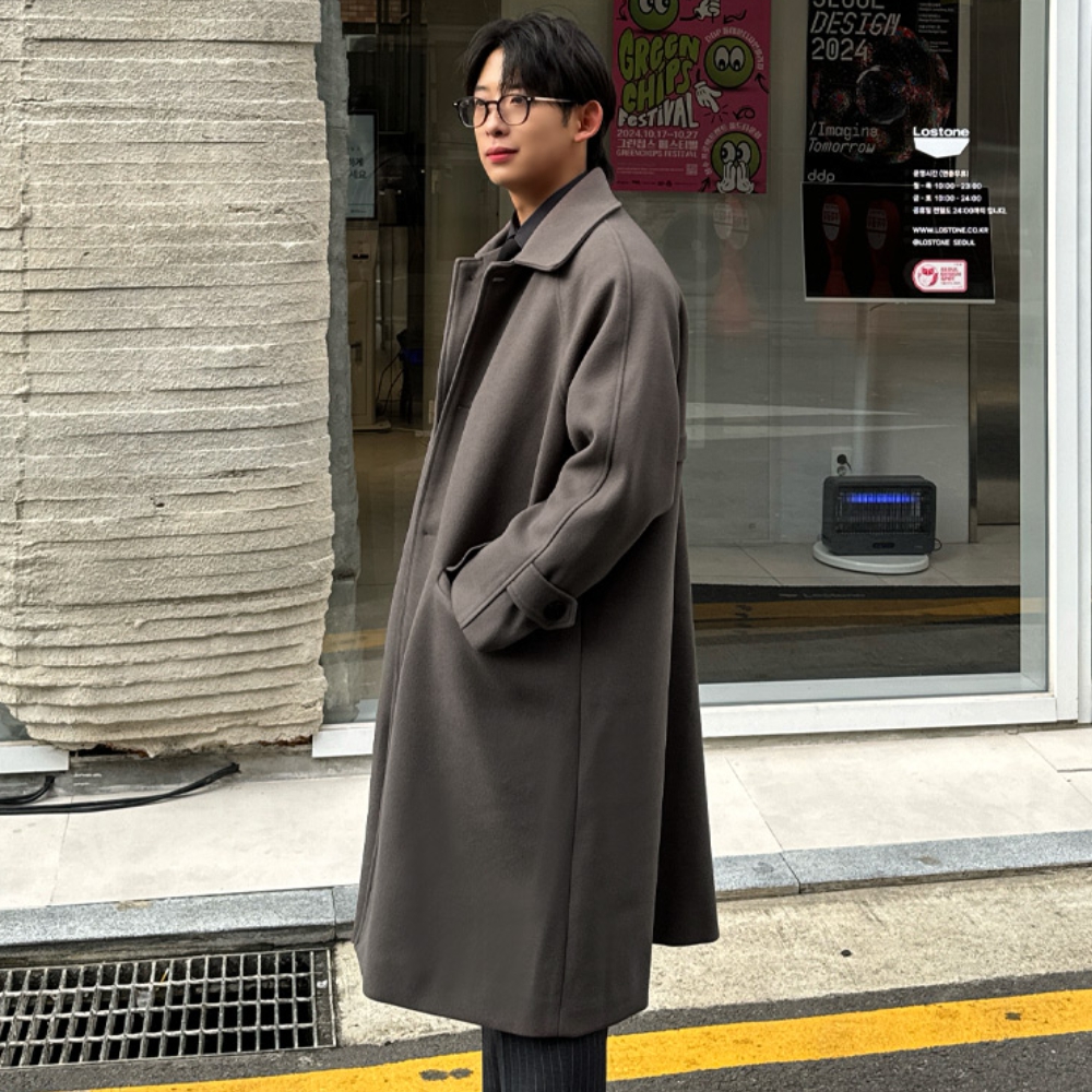 남자 빅스 오버핏 겨울 나그랑 발마칸 울 코트 - 상세 이미지 2