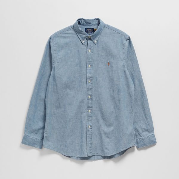 폴로 랄프 로렌 커스텀핏 샴브레이 셔츠 LIGHT/PASTEL BLUE-450 135518 : 블랙메리몰