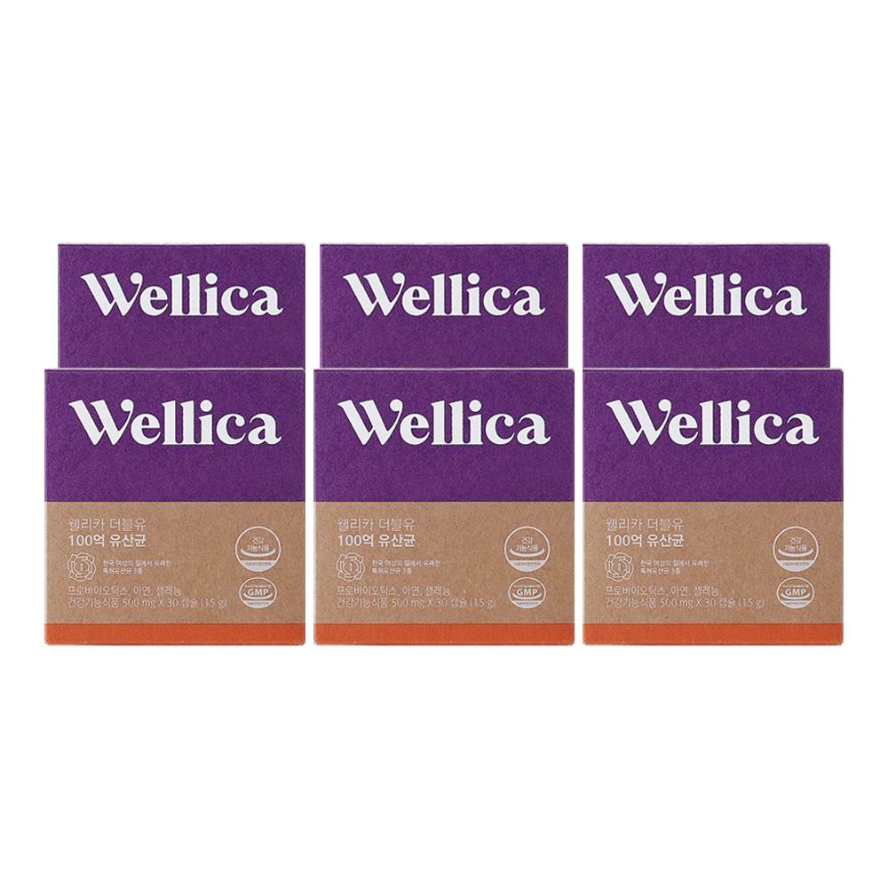 웰리카 더블유 100억 유산균 질유래 프로바이오틱스 셀레늄 아연 생유산균 30캡슐, 6개