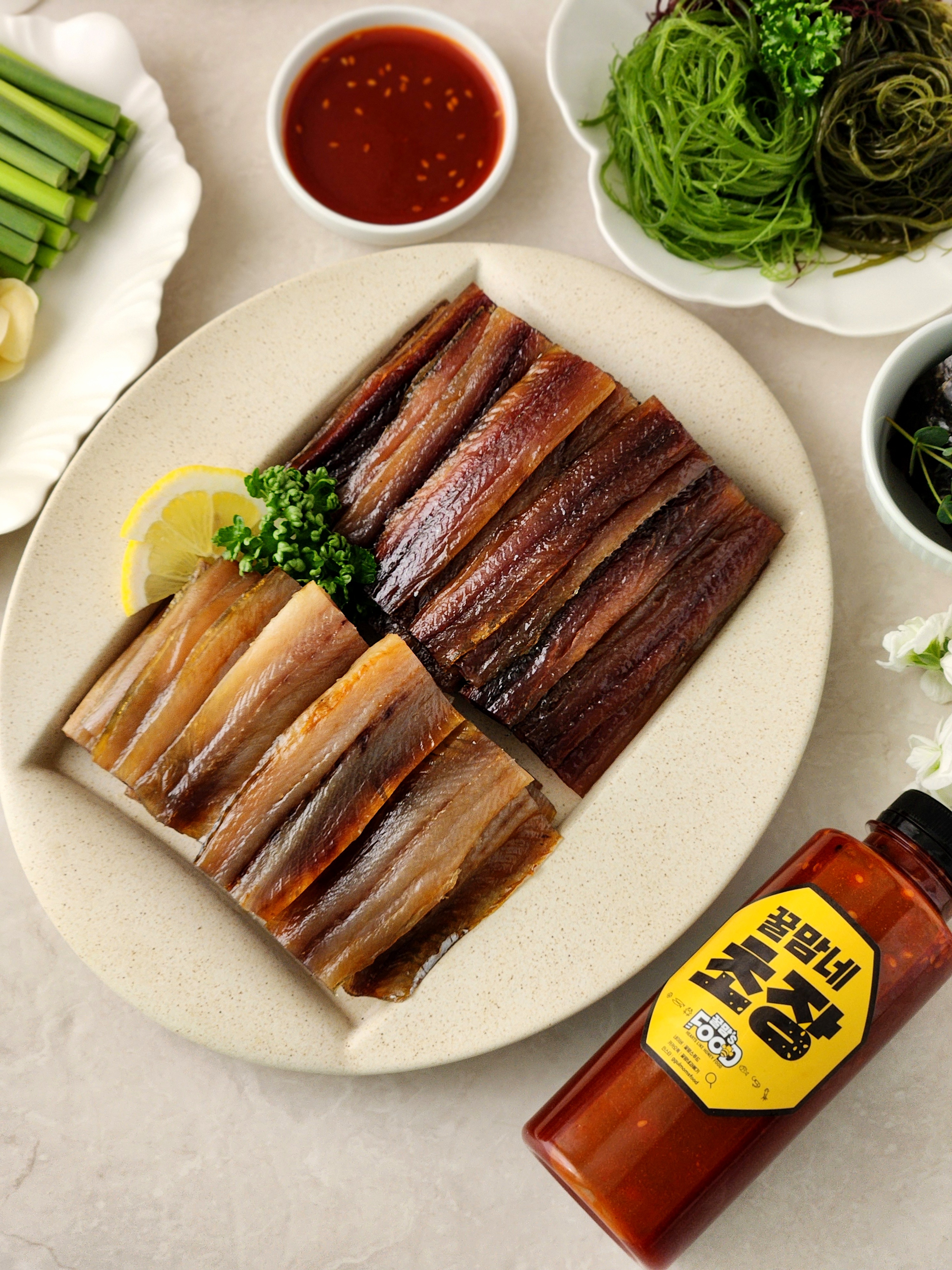 포항 구룡포 꽁치 청어 과메기  해초 야채세트