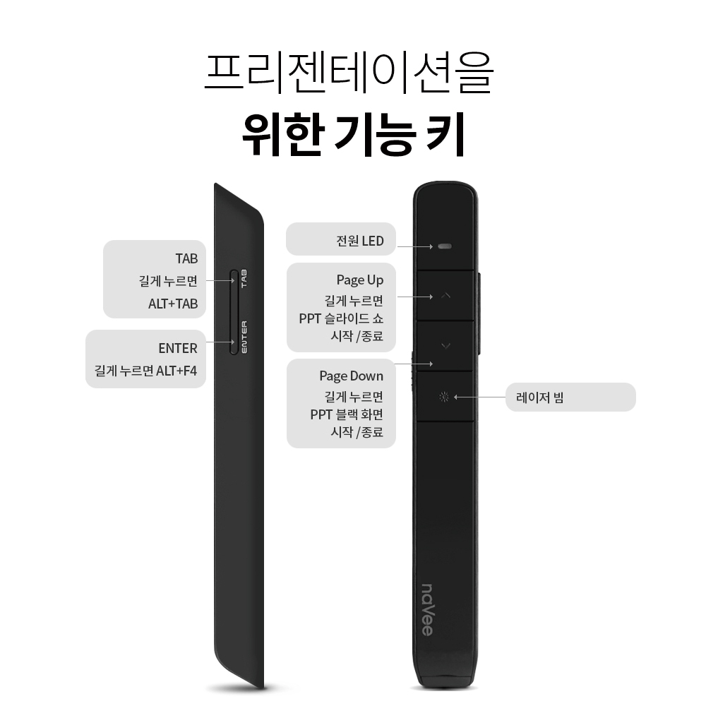 나비 그린레이저포인터 무선프리젠터 PPT포인터 NV20-PPT430 - 상세 이미지 5