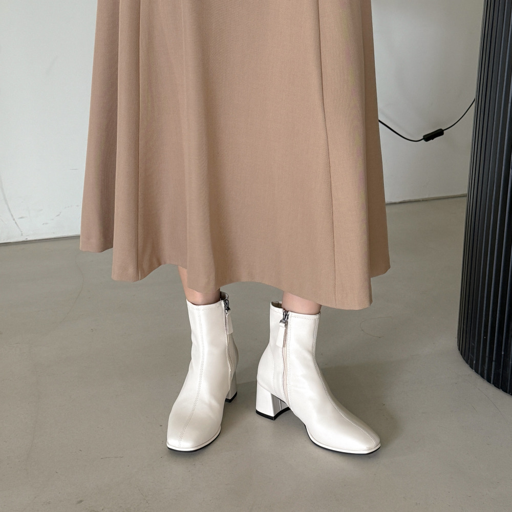 소울리 천연 소가죽 절개라인 앵클부츠 발편한 통굽 여자 앵글 부츠 6cm 이미지 8