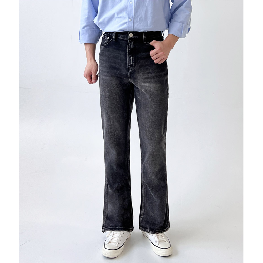 흑청부츠컷 블랙진 세미와이드 데님 팬츠 남자 청바지 - 상품 이미지
