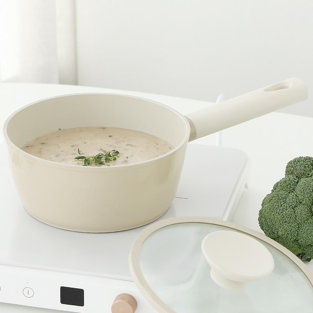 코지 크림 IH 풀 인덕션 냄비 편수 18cm - 메인 이미지
