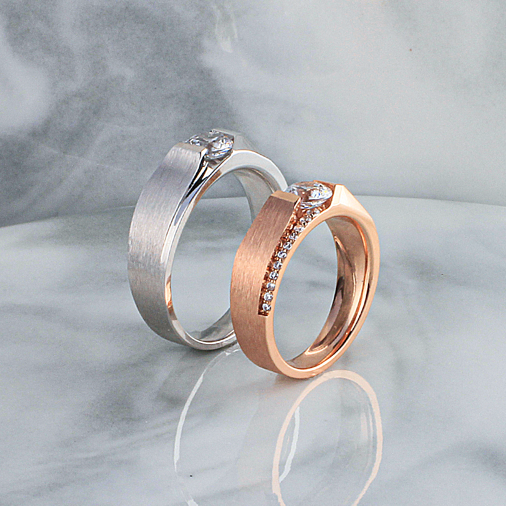 5부 천연 다이아 커플링 GIA 무광 텍스쳐 반지 예물 결혼 웨딩 선물