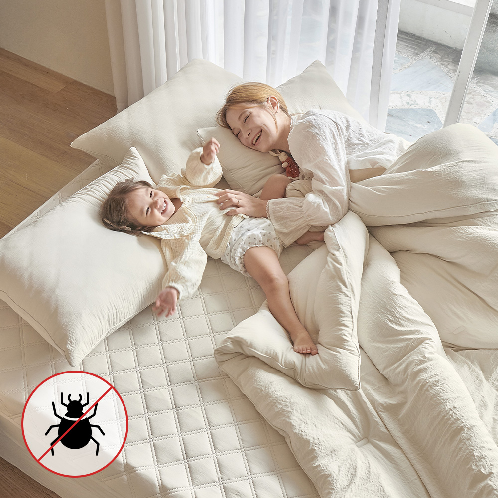 쁘리엘르 350T 한번 덮으면 단골되는 실키 부드러움  퓨어 워싱 알러지 케어 차렵 이불 SS