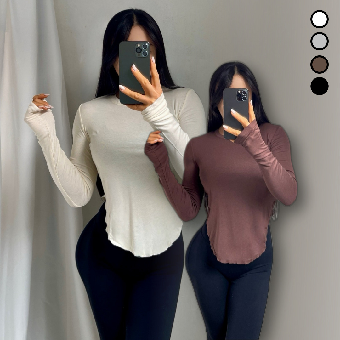 여자 긴팔 라운드넥 커버업 스판 루즈핏 슬림 몸매보정 티셔츠 4color - 상품 이미지