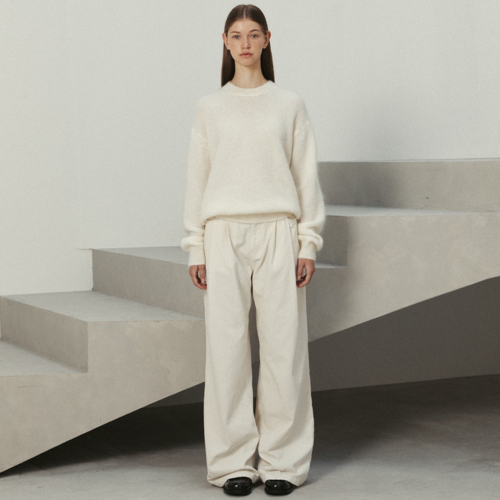 corduroy two-tuck wide pants (ivory) - 상품 이미지
