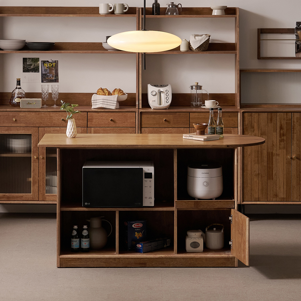 헤이즐 원목 주방수납장 아일랜드 식탁 테이블 홈바 수납장 1500 GM431C