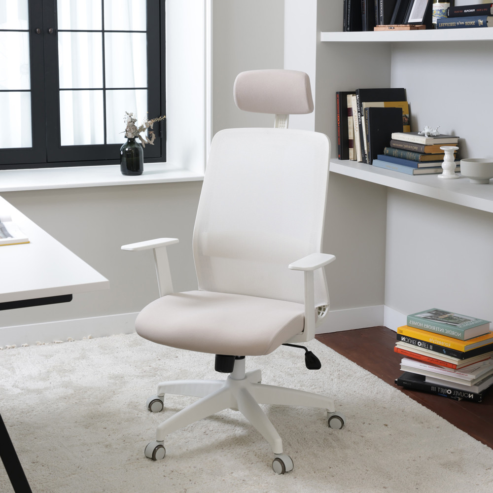 보네드 컴퓨터의자 사무실 사무용 책상의자 베이지 헤드형기본팔걸이 공부 학생의자