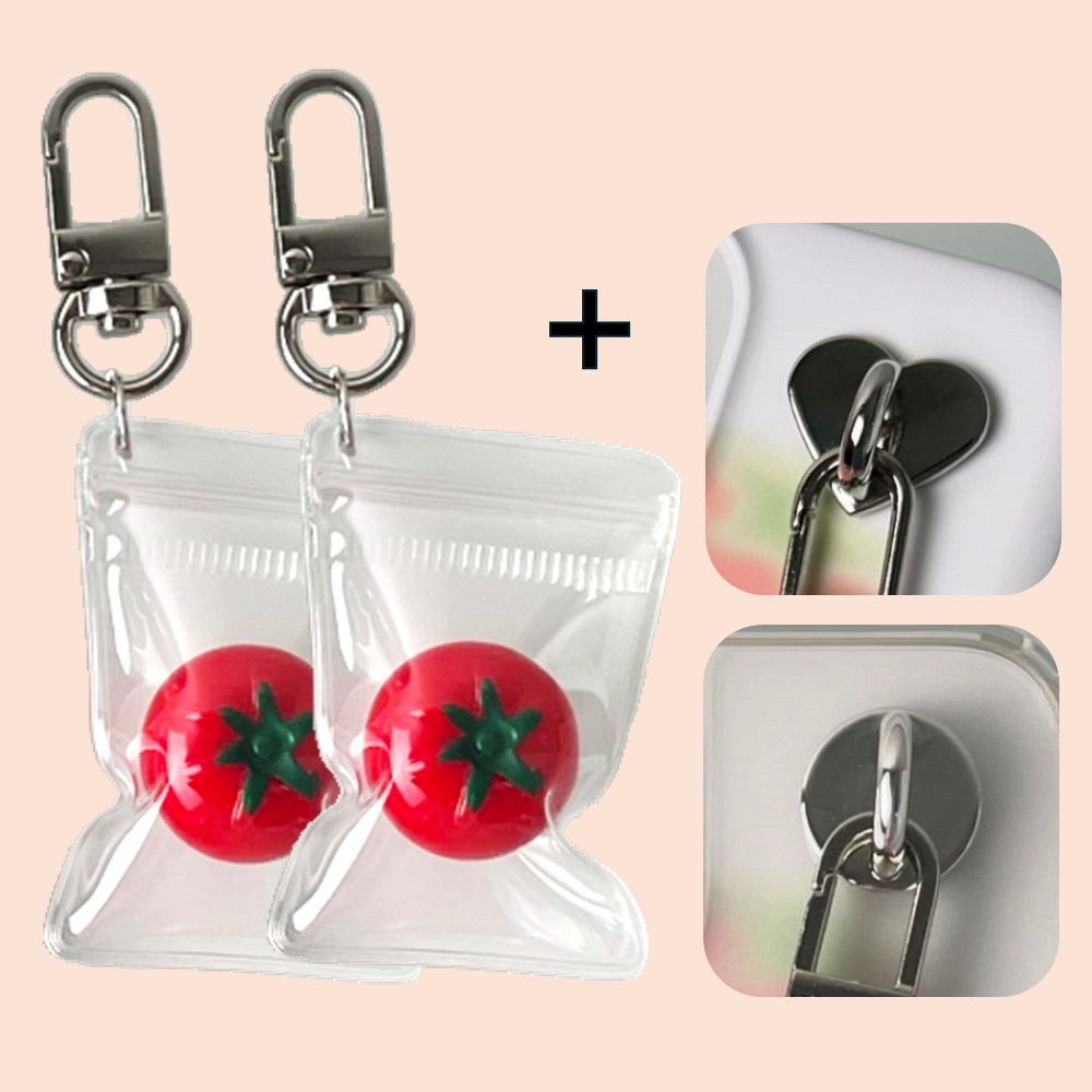 1+1 봉지 방울 토마토 키링 야채 음식 귀여운 가방 핸드폰 고리 키홀더 - 상세 이미지 2