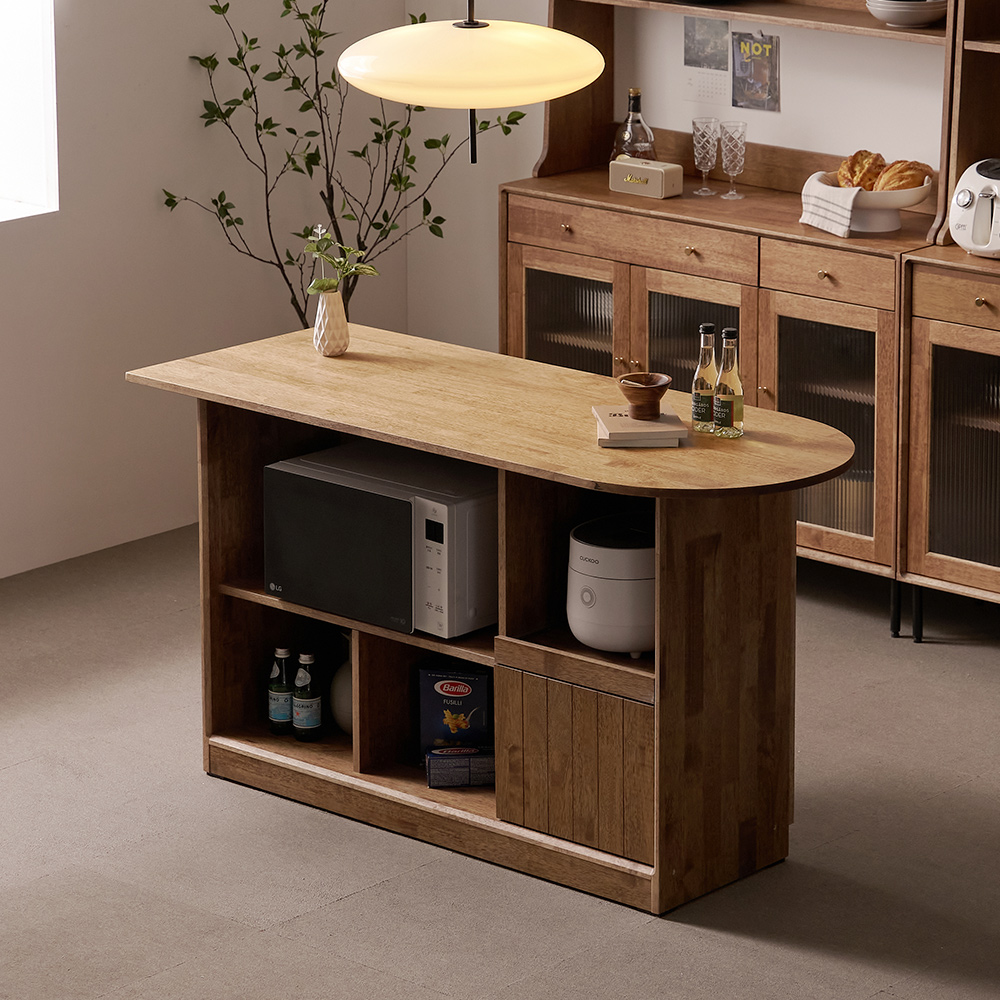 헤이즐 원목 주방수납장 아일랜드 식탁 테이블 홈바 수납장 1500 GM431C