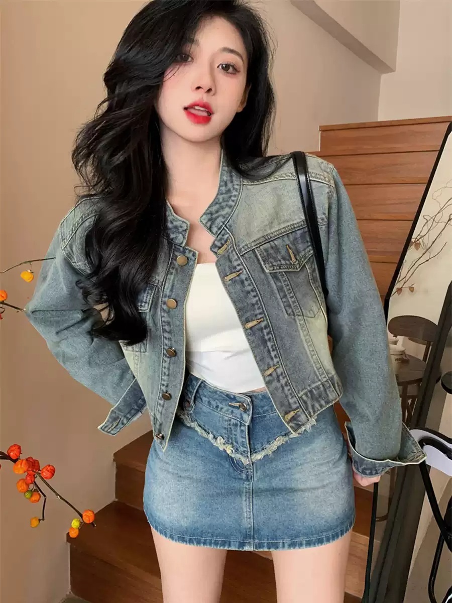 빌리 츠키 청 자켓 점퍼 출근길 데님 캐주얼 의상 옷 패션 - 상세 이미지 5