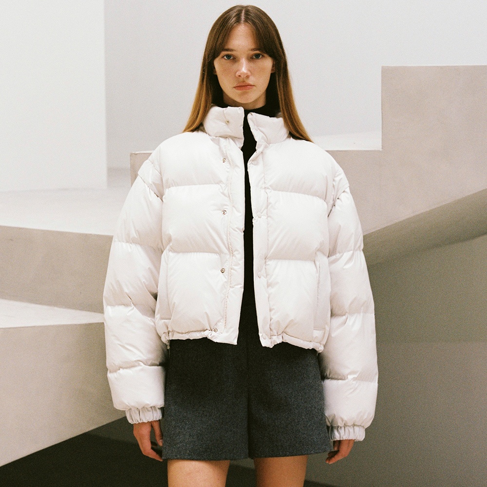 detachable vegan puffer jacket (ivory) - 상품 이미지