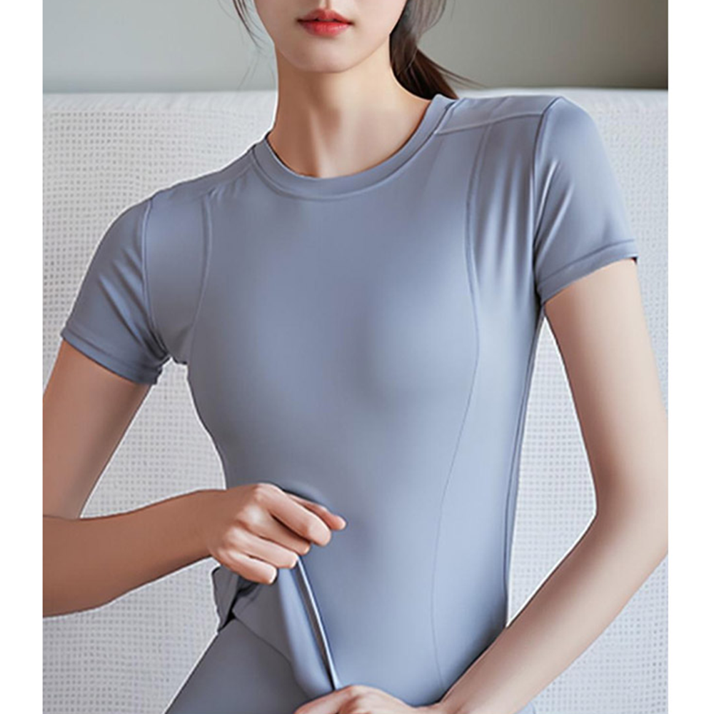 요가복장 필라테스 반팔 티 티셔츠 필라테스복 슬림핏 상의 - 상세 이미지 3