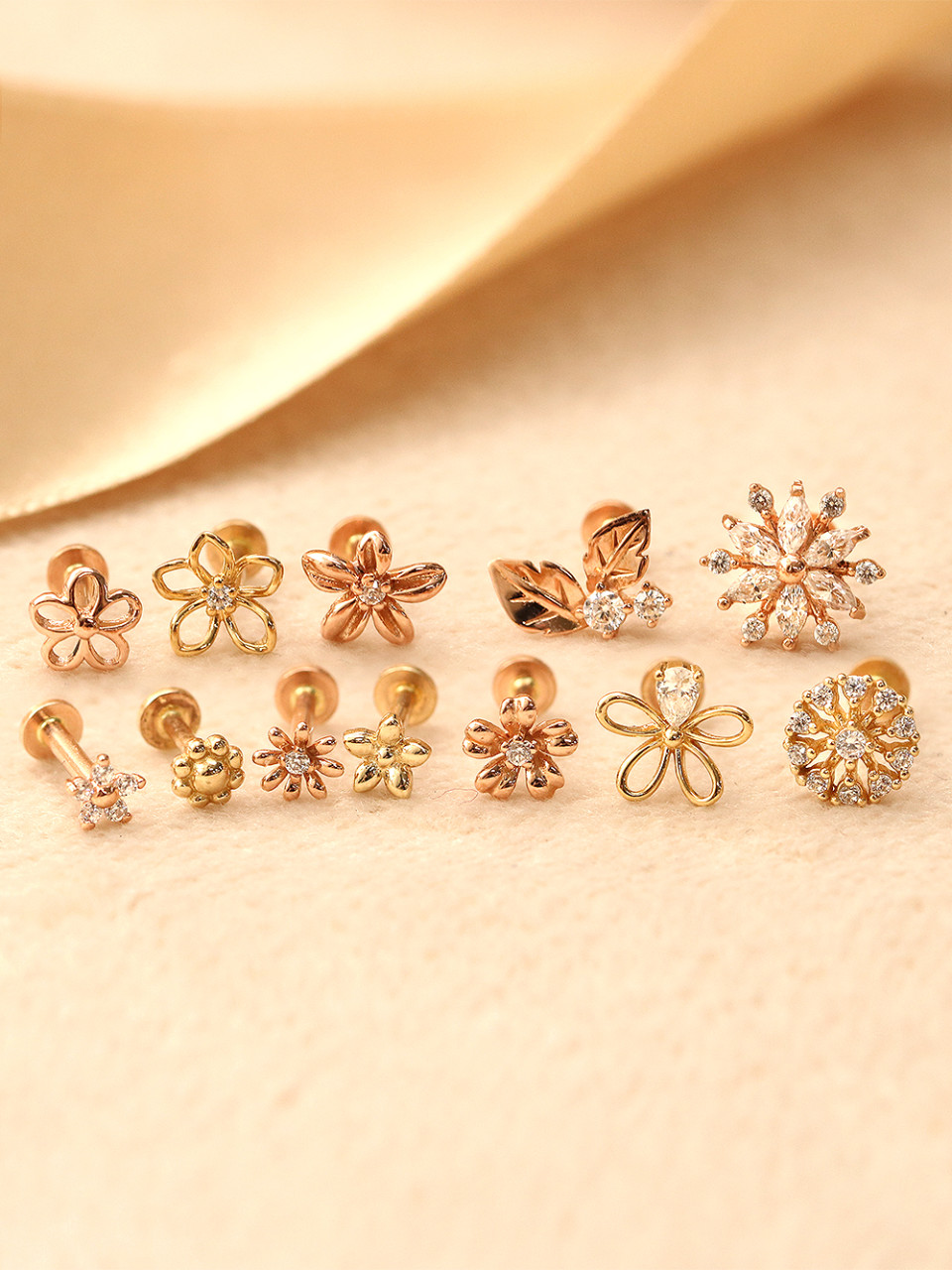 [0.8mm] 14K 인터널 플라워 라블렛 피어싱 귀걸이 모음전 - 상세 이미지 2