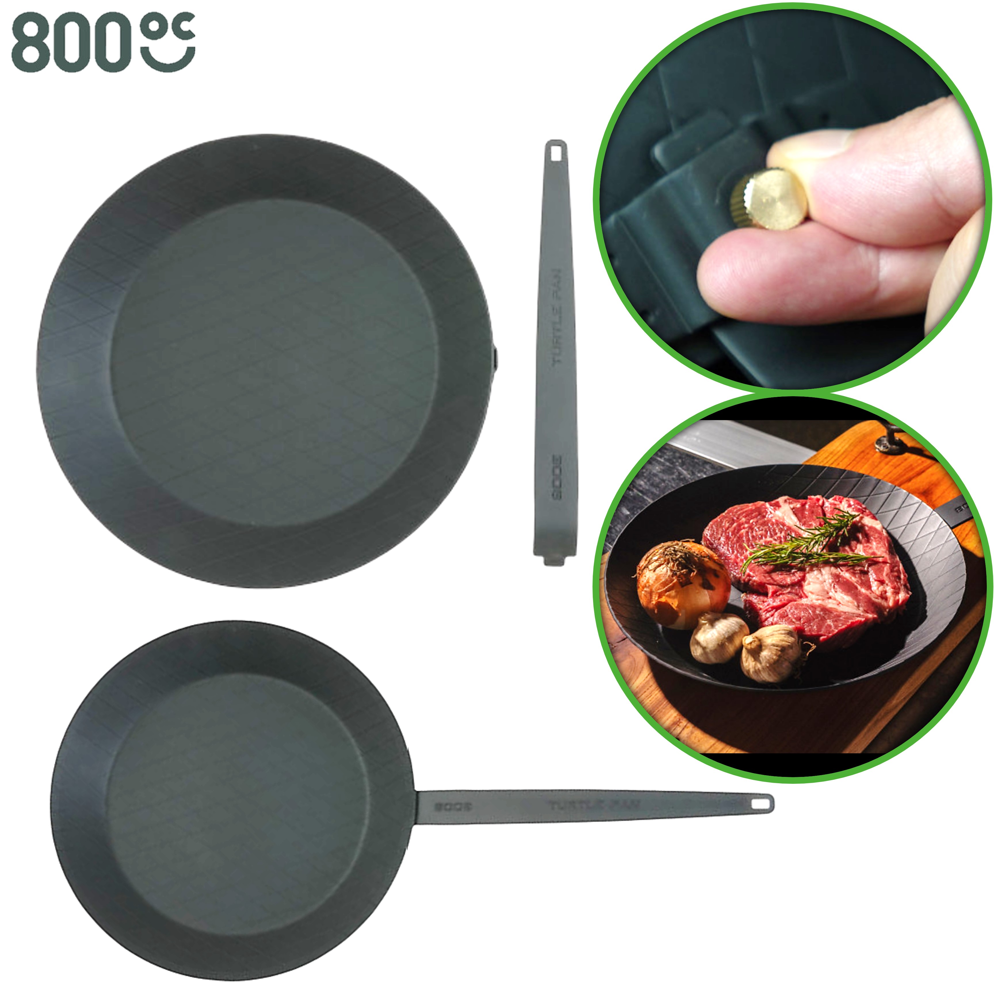 800도씨 터틀팬 캠핑 무쇠팬 후라이팬 손잡이 포함 인덕션 가능 28cm