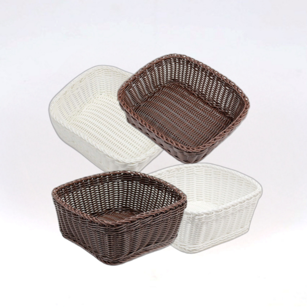 PP라탄 정사각 직사각 바구니 내추럴바스켓 소품정리 수납 진열바구니