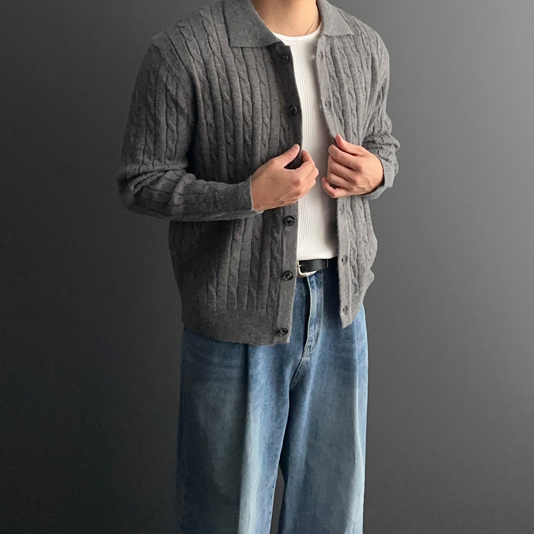 1+1 남자꽈배기가디건 남성카라가디건 이미지 6
