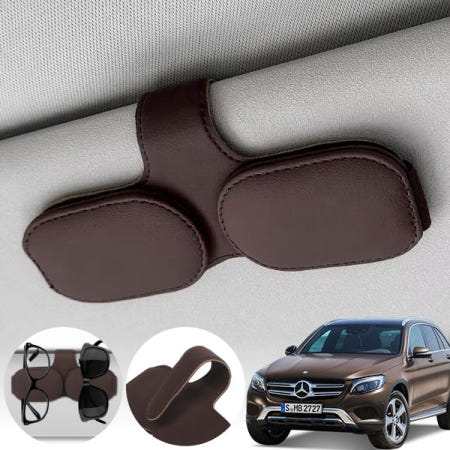 자체제작 파츠라인 GLC클래스(X253)(15~) 차량용 고급 가죽 선글라스 안경 자석 거치대 브라운 1개