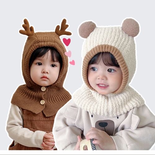 [미뇽] 아기 유아 바라클라바 키즈 겨울 방한 아기털 모자 비니 - 상세 이미지 2