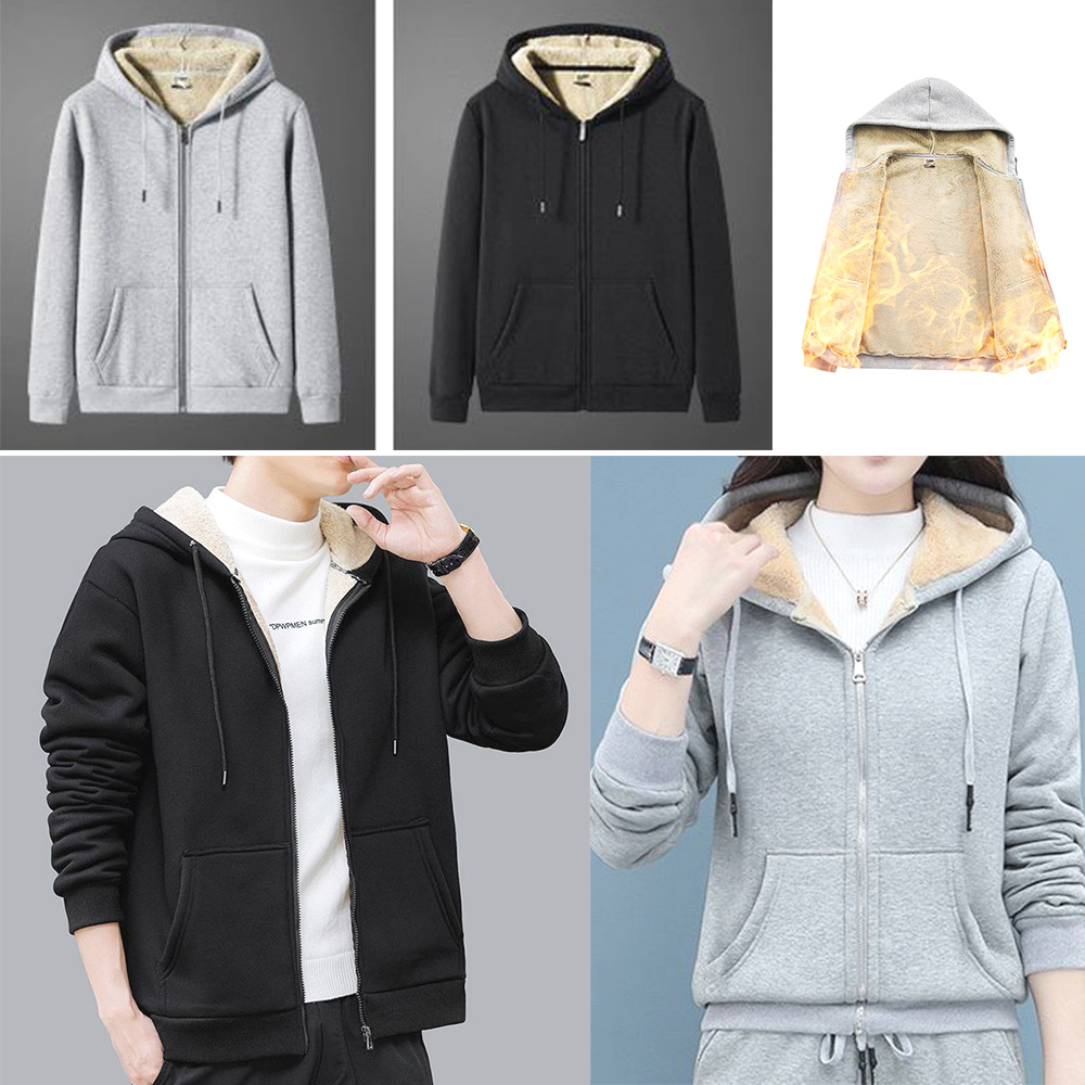 남녀 집업 후드티 따스한 기모 간절기 양털 오버핏 심플 모자티 - 상품 이미지