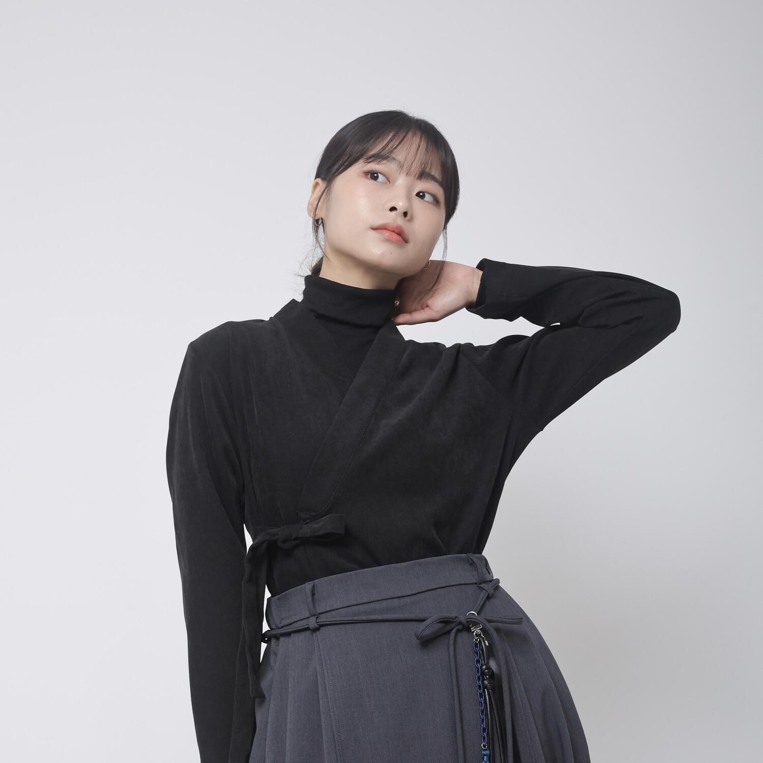생활한복 셔츠형저고리 기모 사선결 흑색 : 다래원한복