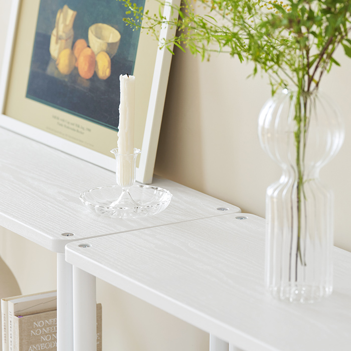 데일리 라운드 사각 선반 슬림 진열대 인테리어 수납 800, 3단, 화이트