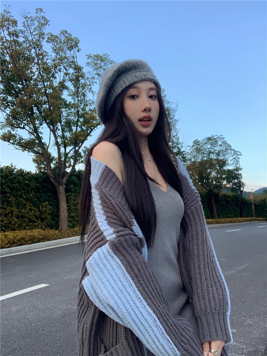 투톤 가디건 롱가디건 겨울 아우터 루즈핏 - 상세 이미지 2