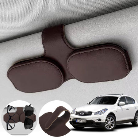 자체제작 파츠라인 EX 차량용 고급 가죽 선글라스 안경 자석 거치대 브라운 1개