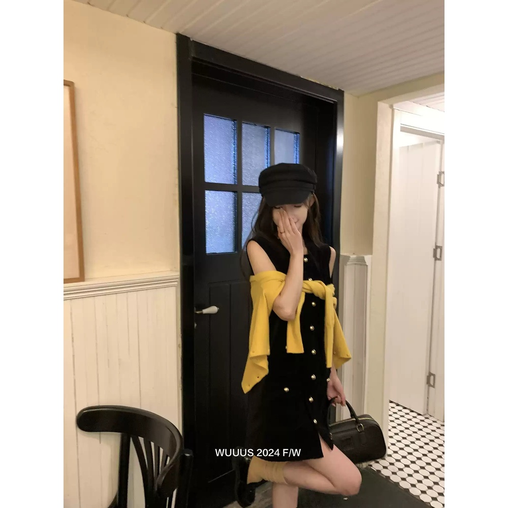 이즈나 정세비 원피스 브라운 공항패션 레이어드 벨벳 의상 옷 패션 - 상세 이미지 2