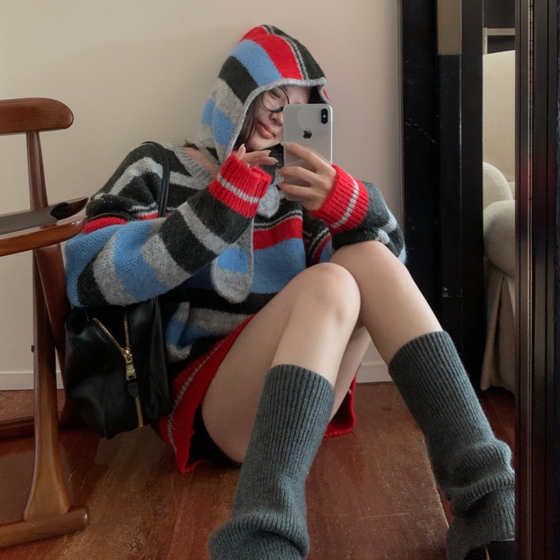 스트라이프 긴팔 니트 스웨터 루즈핏 - 상품 이미지