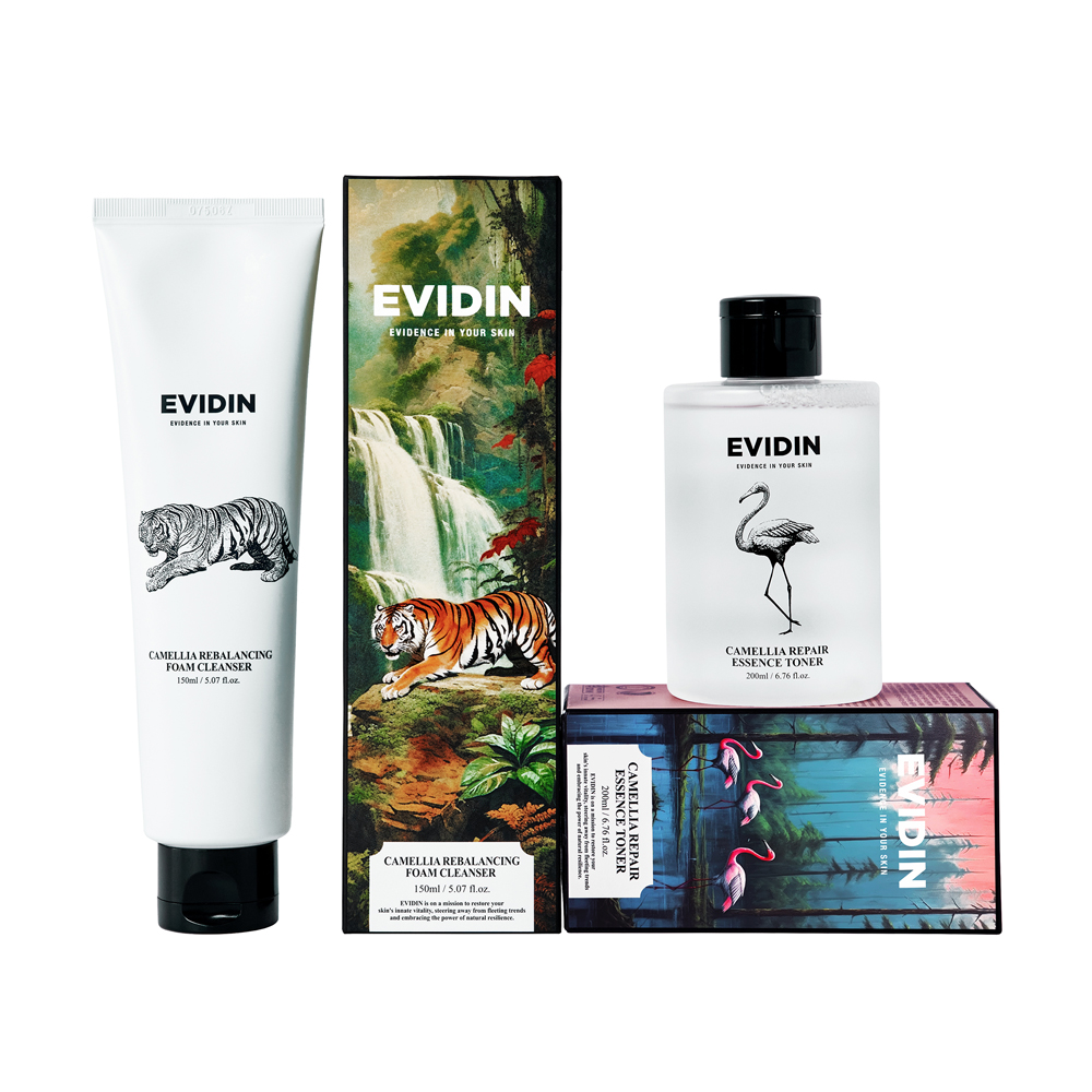[보습세트] 에비딘 까멜리아 리밸런싱 폼클렌저 150ml X 에비딘 까멜리아 리페어 에센스 토너 200ml - 상품 이미지