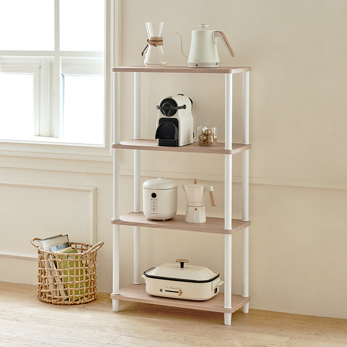 데일리 라운드 사각 선반 슬림 진열대 인테리어 수납 800, 3단, 화이트