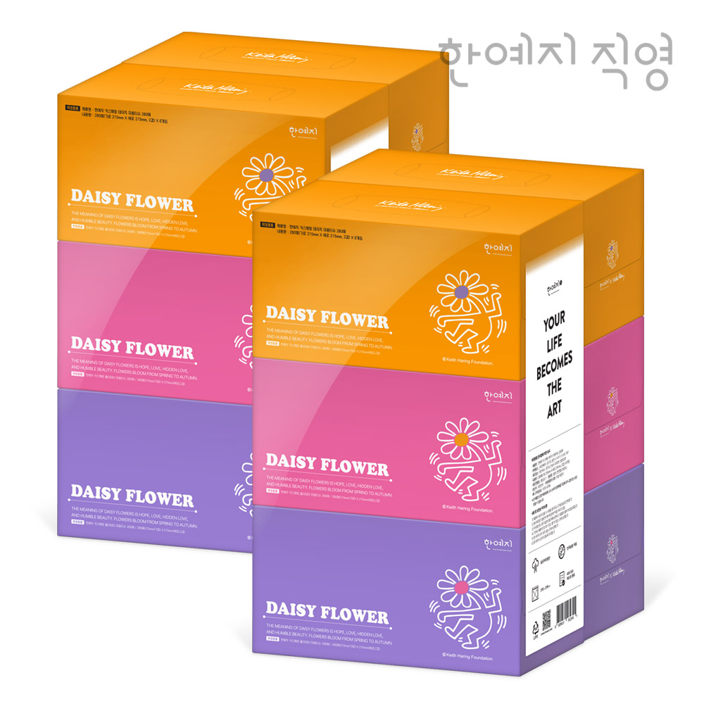 키스해링 데이지 미용티슈 6입 280매, 2개