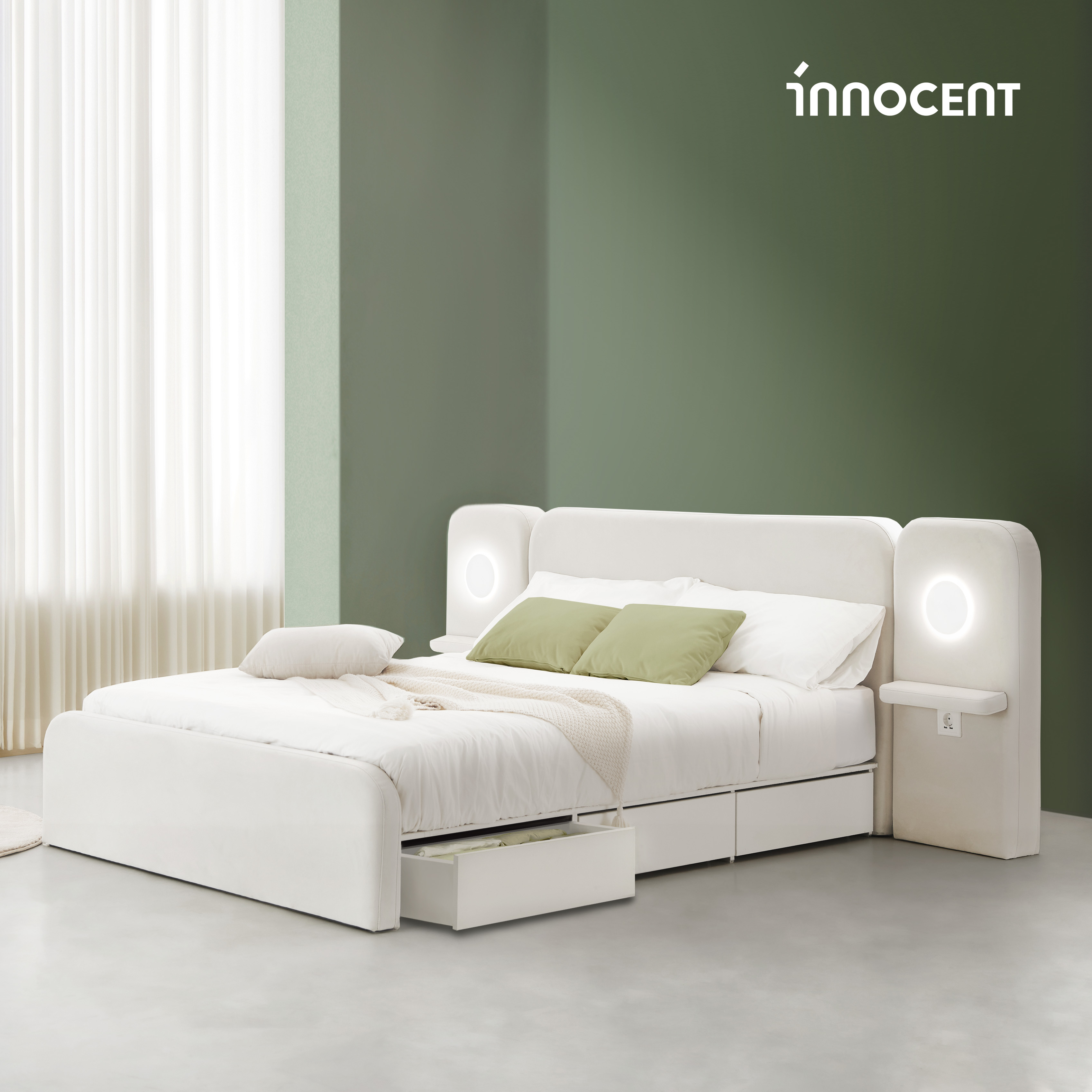 이노센트 셀린 아쿠아텍스 패브릭 호텔 수납 침대 프레임 슈퍼싱글 SS