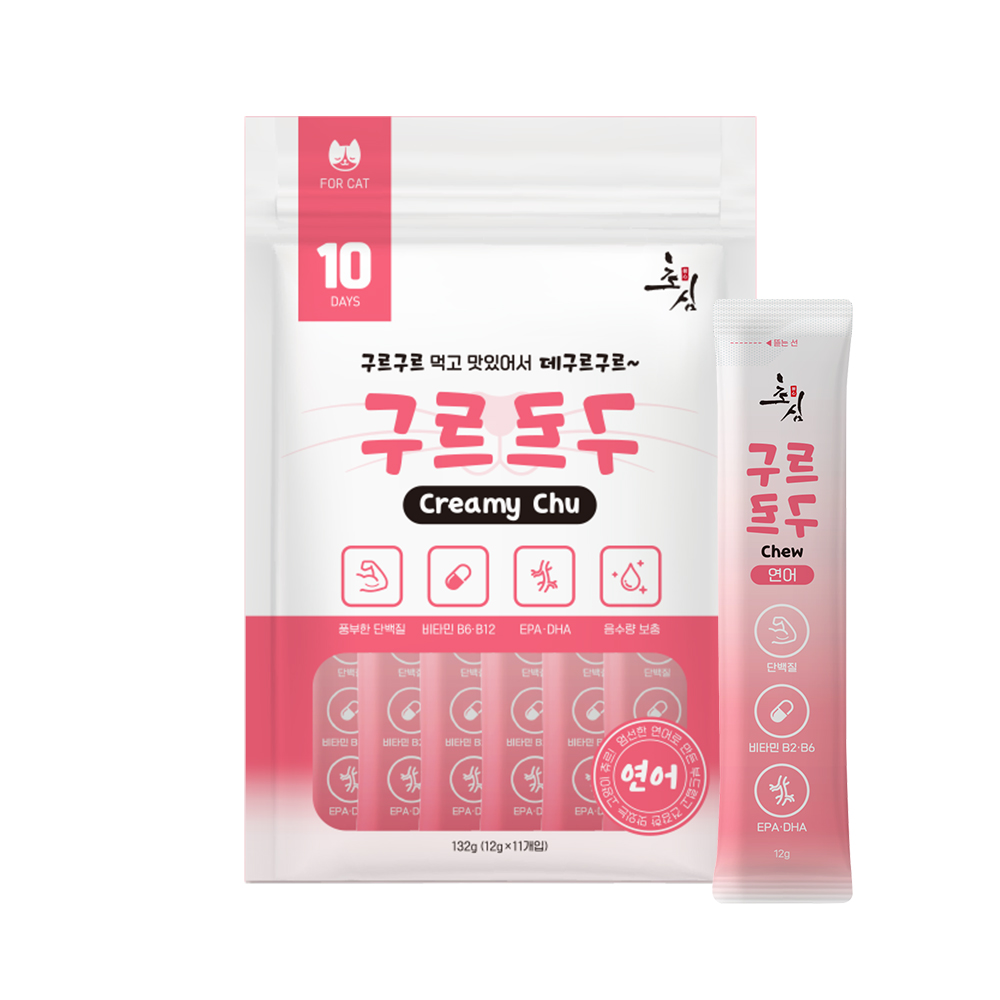 초심 구르구르 고양이 대용량 츄르 간식 크리미츄 연어 12g x11p - 메인 이미지