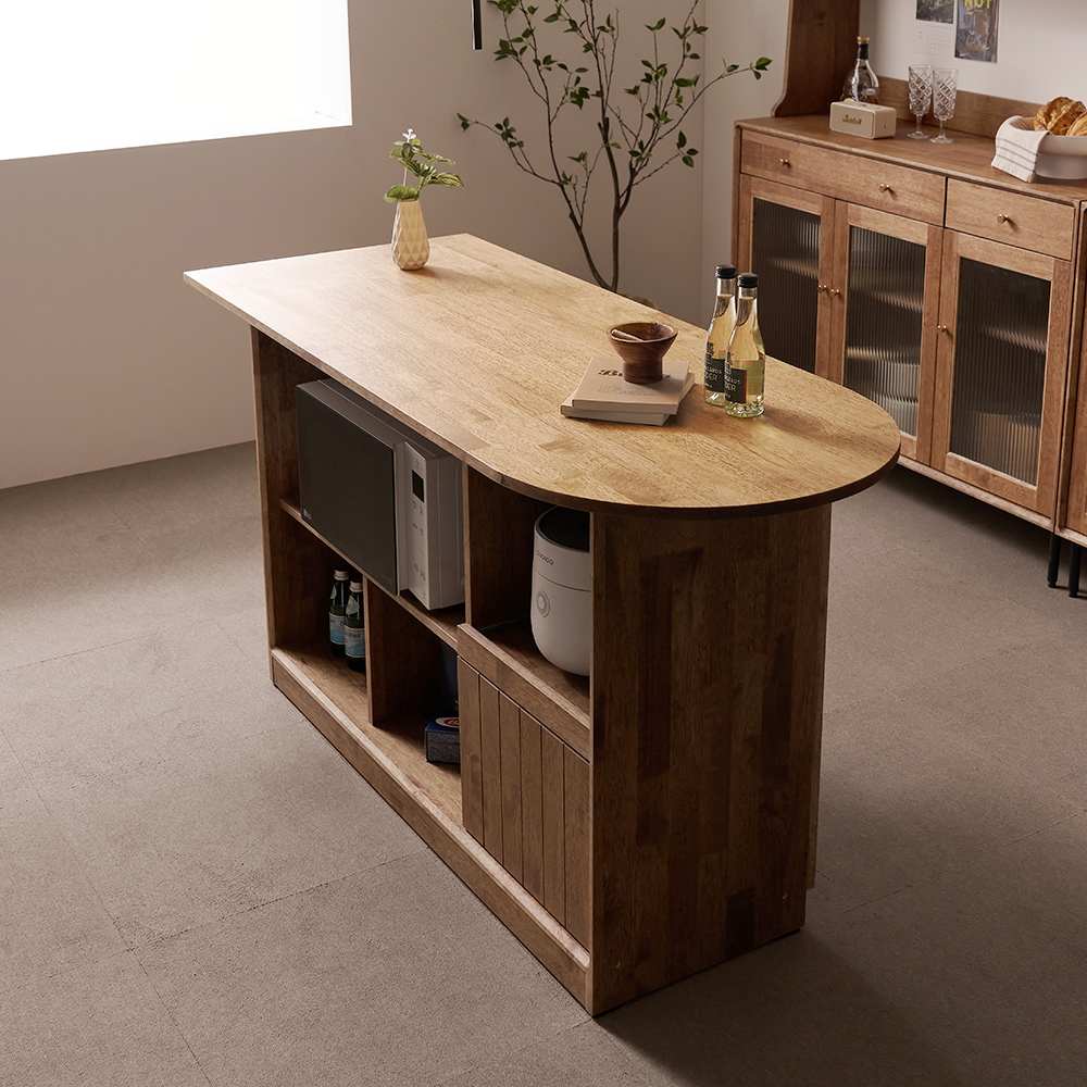 헤이즐 원목 주방수납장 아일랜드 식탁 테이블 홈바 수납장 1500 GM431C