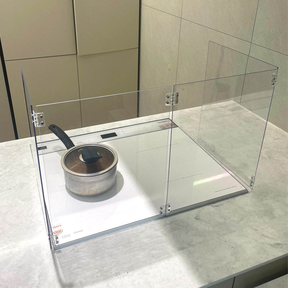 [4단 접이식]쿡가드 인덕션가림막 투명인덕션가드 싱크대 기름막이 가스렌지 기름튐방지 이미지 3